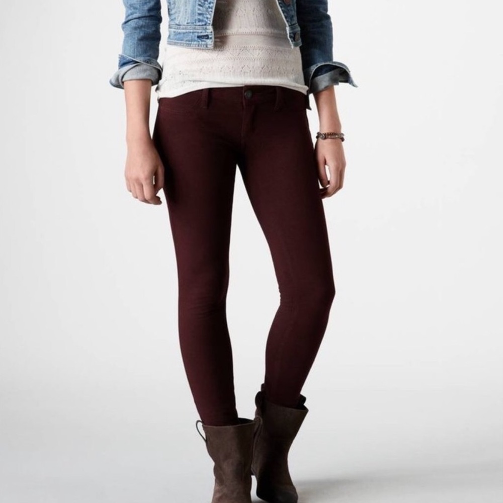 American Eagle Maroon Super Stretch Jeggings - Picture 1 of 8